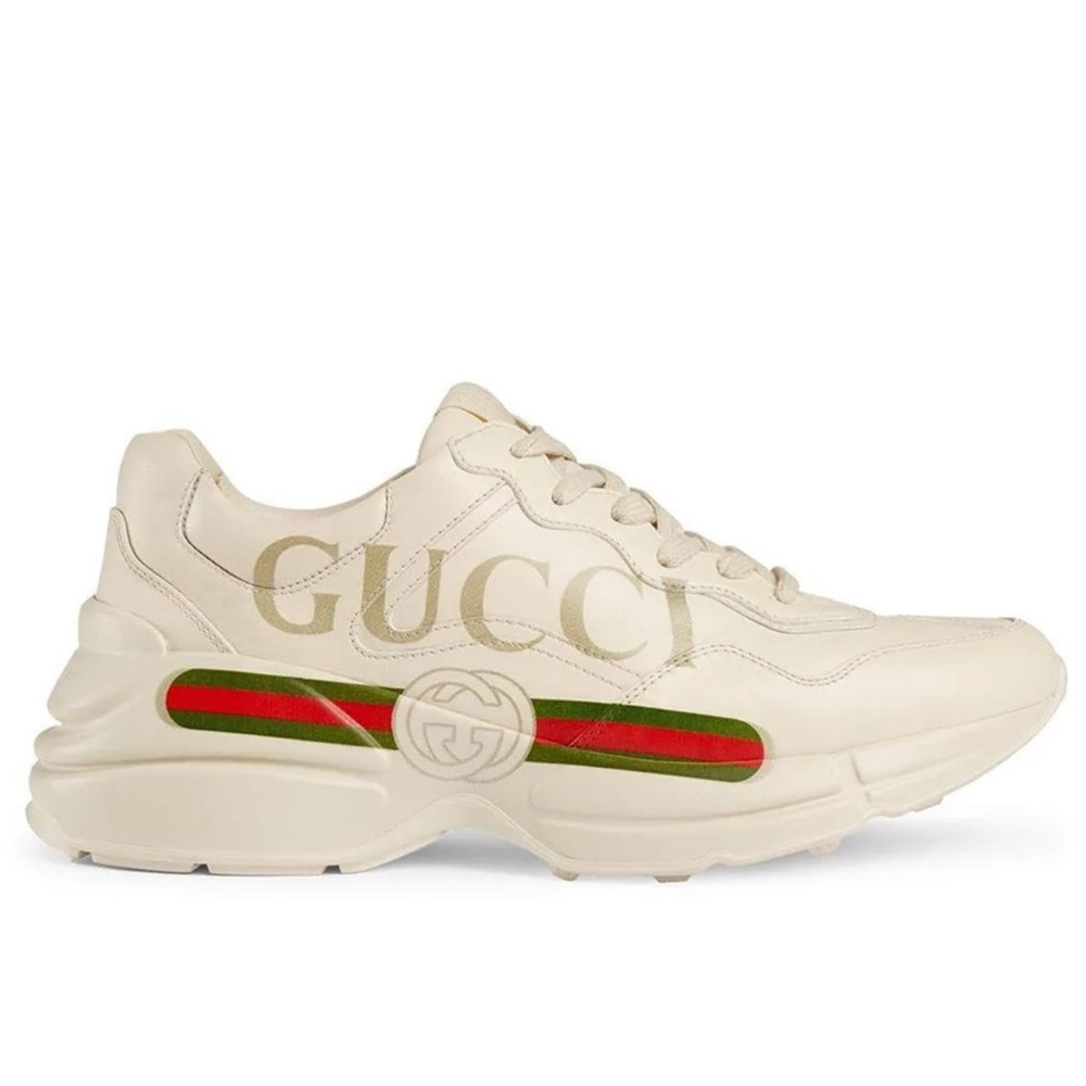 GUCCI Rhyton Leather Sneakers - White - Low-Top